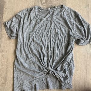 June & Hudson Front Tie Gray Top